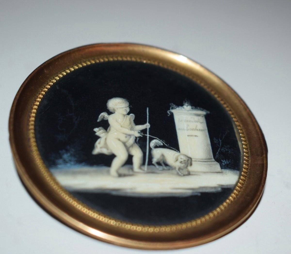 Miniature En Grisaille : Allégorie De l'Amour Par Jacques Joseph De Gault (c.1738-c.1812) -photo-3
