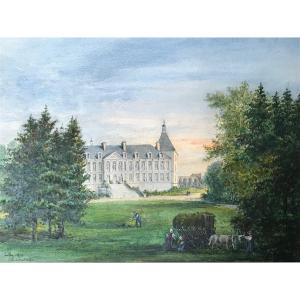 Pair Of Views Of The Château De Sully In Burgundy By Marie Eudoxie De Macmahon