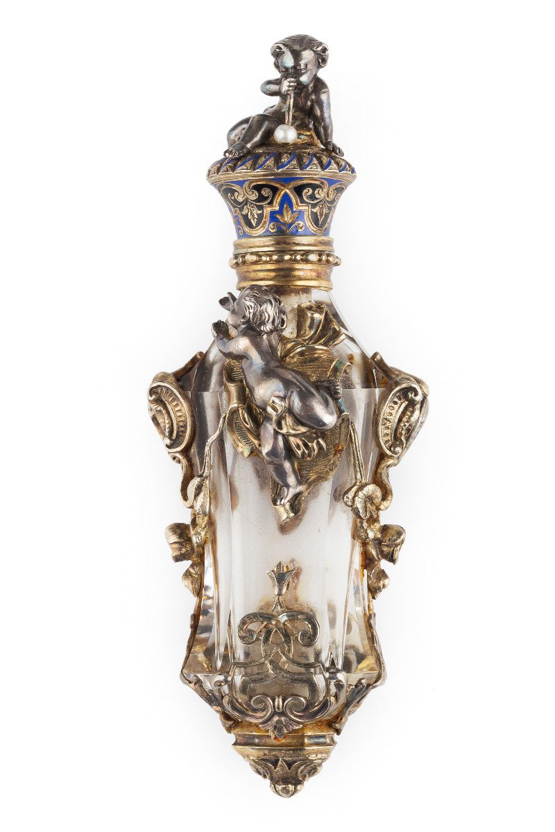 Crystal And Silver Scent Bottle, France 19th Century