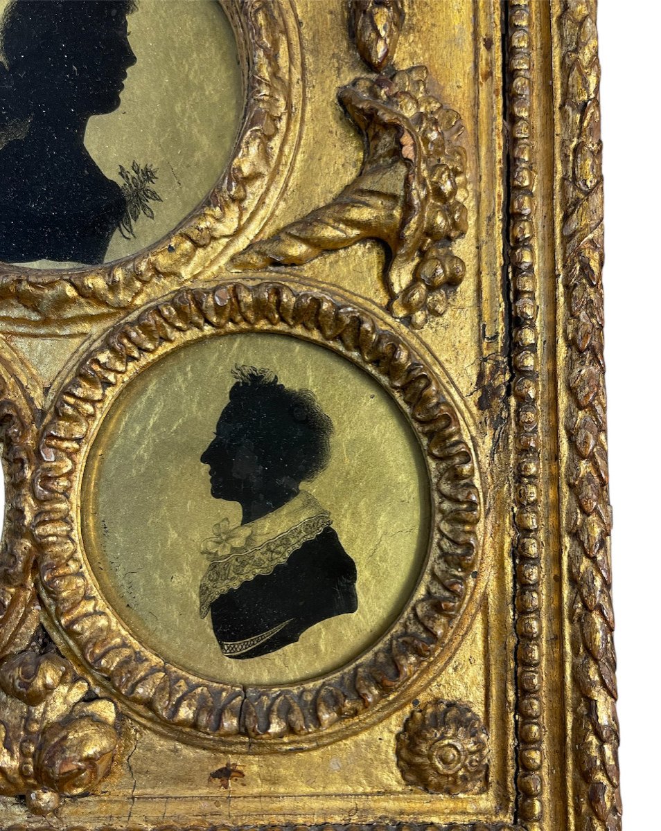 Three Silhouettes In églomisé Glass, France Late 18th Century, Early 19th Century-photo-1