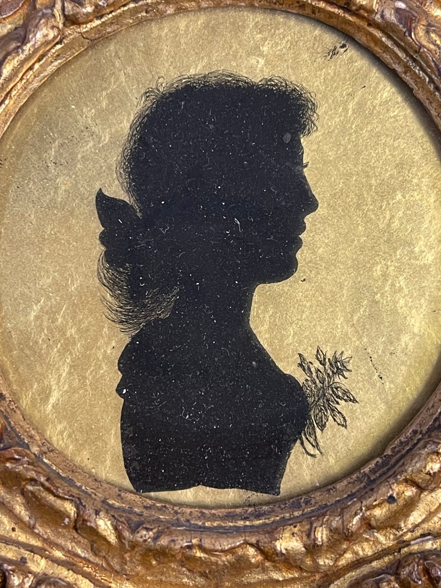 Three Silhouettes In églomisé Glass, France Late 18th Century, Early 19th Century-photo-2