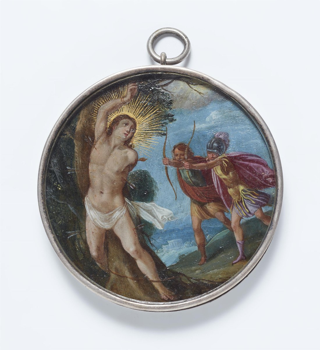 Saint Sébastien, huile sur cuivre, Espagne ou Sicile XVII Siècle-photo-1