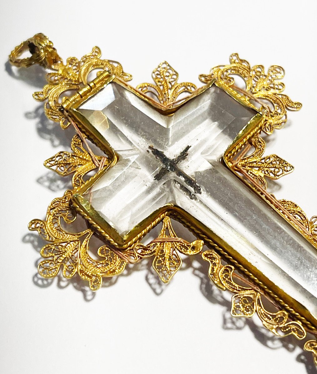 Reliquary In Rock Crystal And Gold, Italy 18th Century -photo-2
