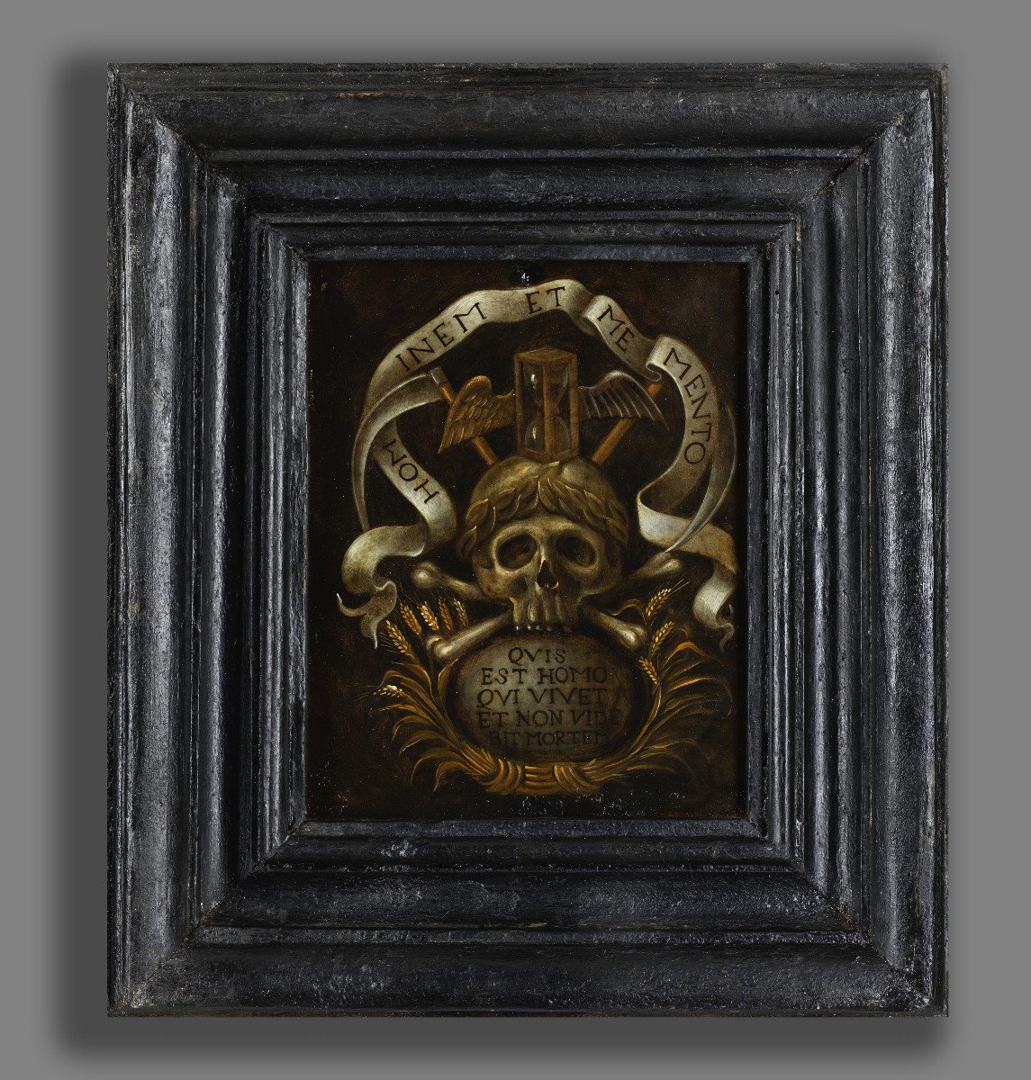  Vanité avec memento mori. Huile sur cuivre, Italie, XVIIe siècle. -photo-2