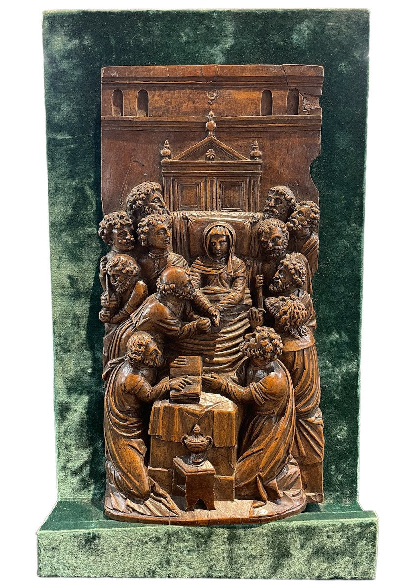 Walnut Bas-relief, Dormition Of The Virgin, Flanders Late 16th Early 17th Century.