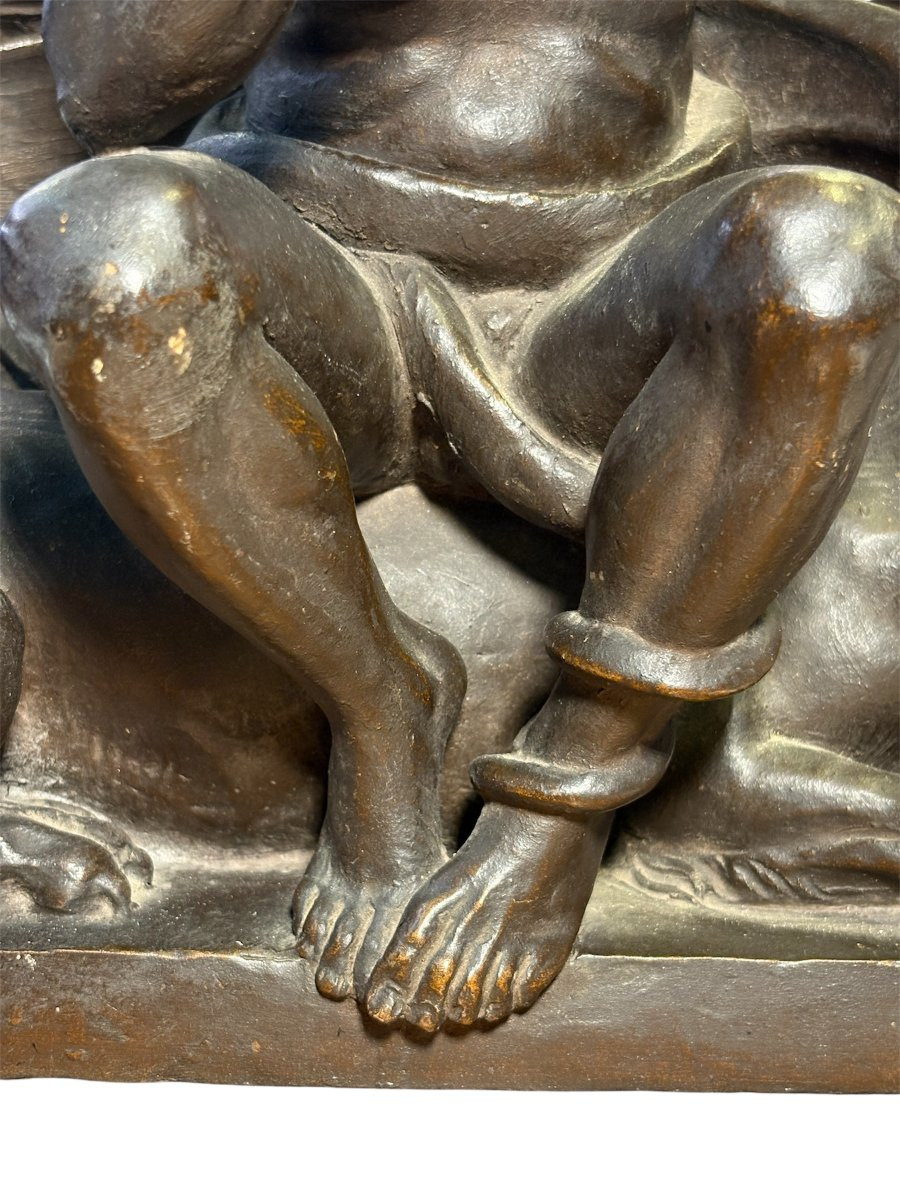 Painted Terracotta Sculpture: Minos, The Guardian Of The Underworld. Italy, 20th Century-photo-8