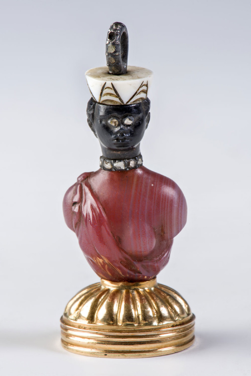 Gold, Silver, Agate, Onyx, Diamond And Engraved Hardstone Seal Pendant, 19th Century