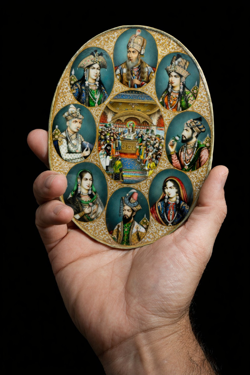 Miniature sur ivoire représentant des souverains indiens, Inde XIXe siècle-photo-2