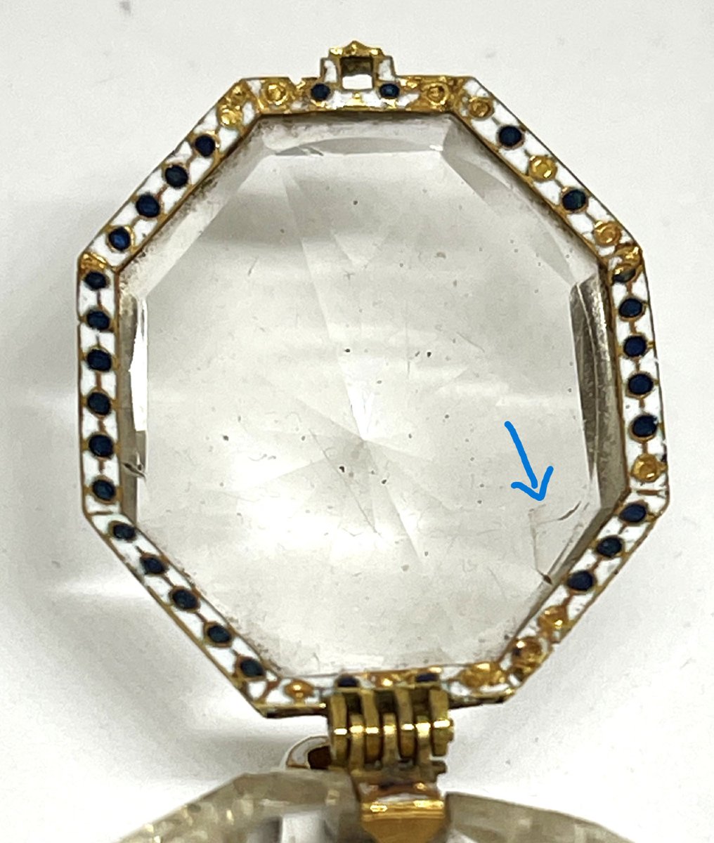 Pendentif en cristal de roche, or et émaux polychromes. Espagne XVIIᵉ siècle-photo-2