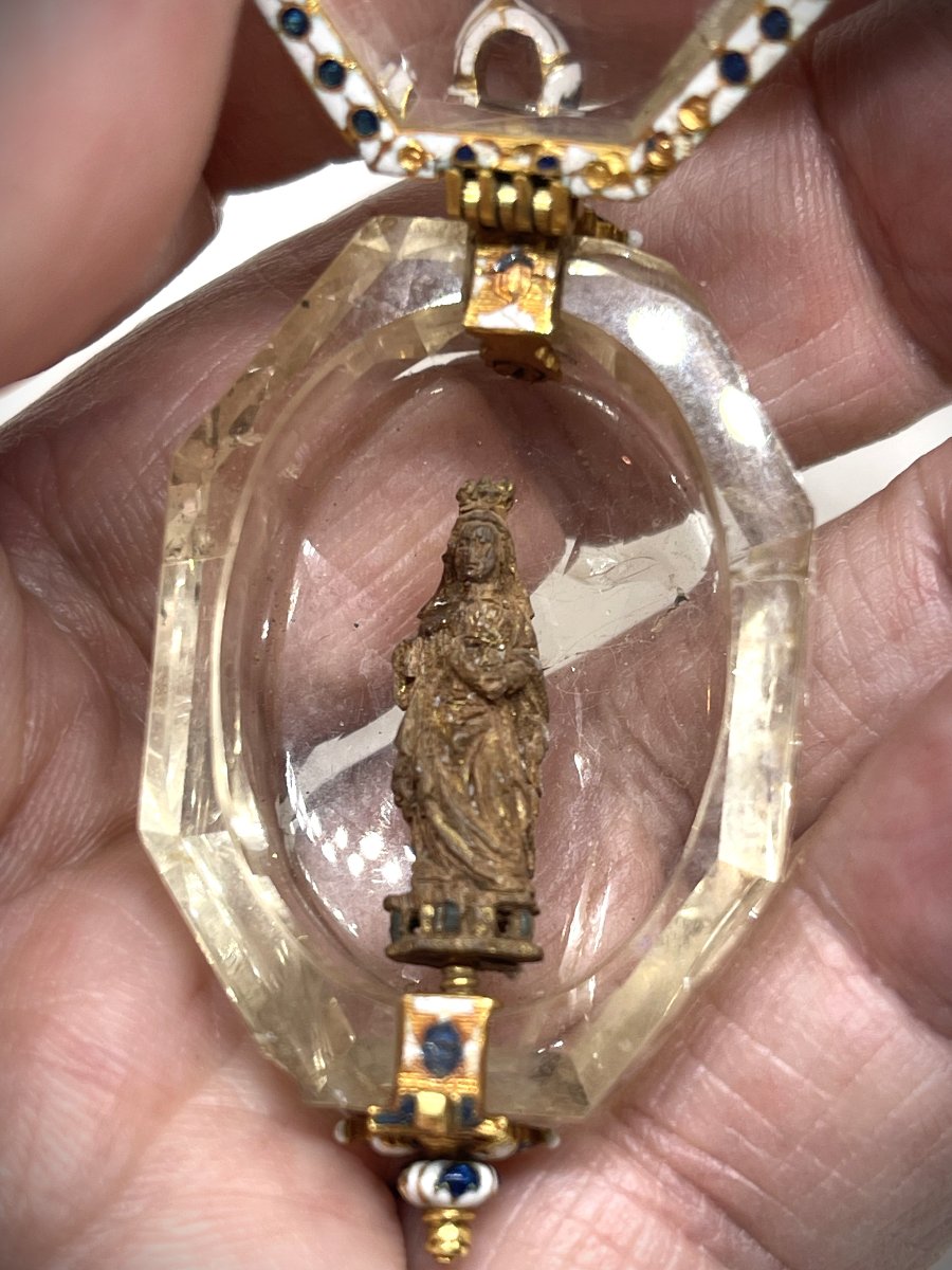 Pendentif en cristal de roche, or et émaux polychromes. Espagne XVIIᵉ siècle-photo-7