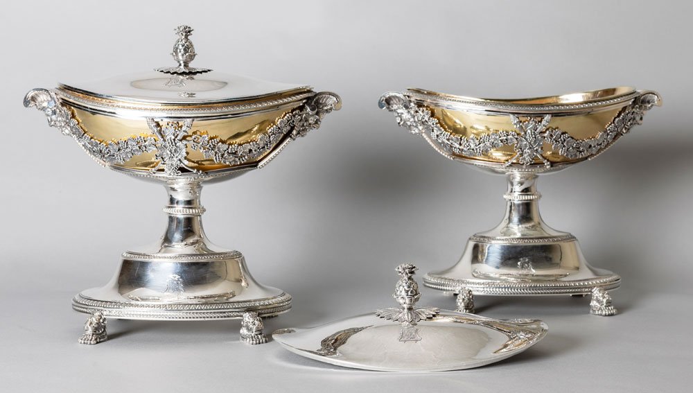 Pair Of Neoclassical Silver Vegetable Dishes, Paris 1798-1809 By Sébastien Dupezard-photo-2
