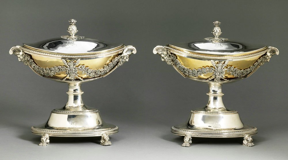 Pair Of Neoclassical Silver Vegetable Dishes, Paris 1798-1809 By Sébastien Dupezard-photo-3