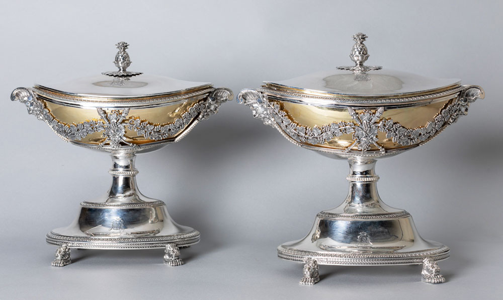 Pair Of Neoclassical Silver Vegetable Dishes, Paris 1798-1809 By Sébastien Dupezard