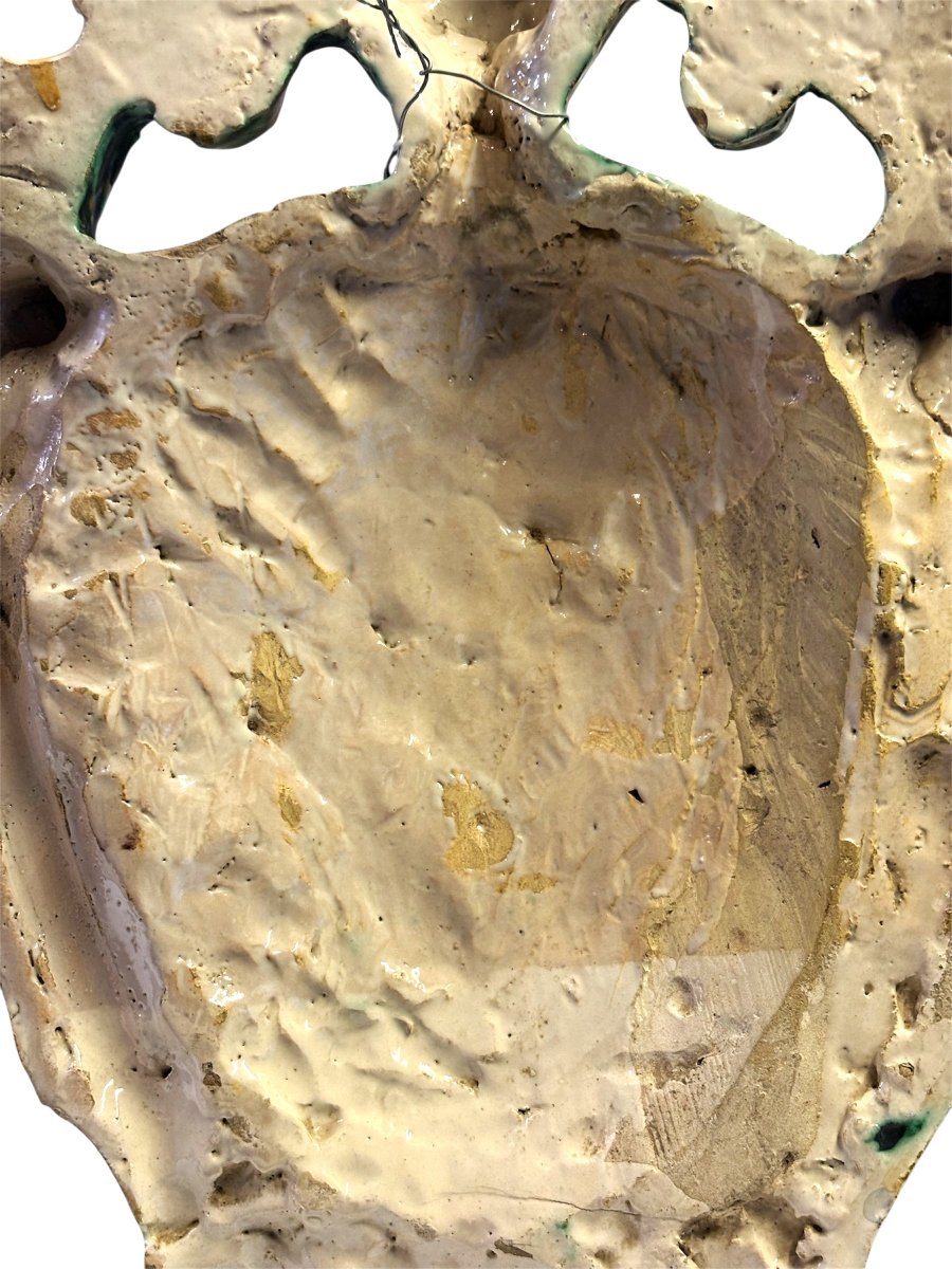 Armoiries nobiliaires en faïence polychrome. Montelupo (Florence), XVIIIᵉ siècle.-photo-2