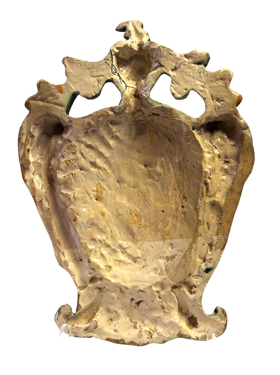 Armoiries nobiliaires en faïence polychrome. Montelupo (Florence), XVIIIᵉ siècle.-photo-3