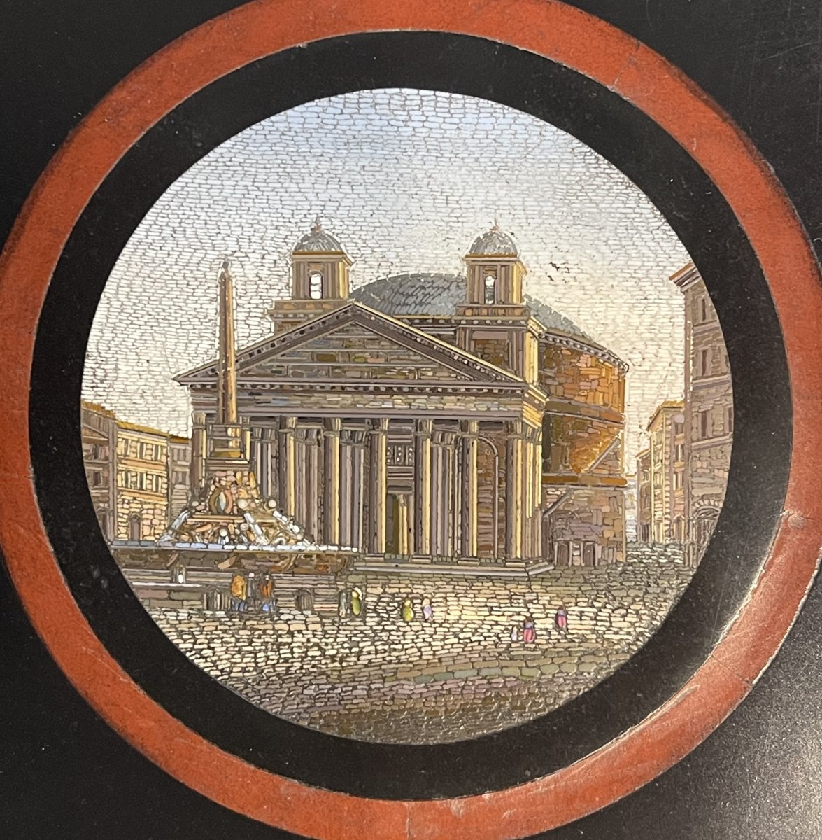 PLATEAU DE TABLE  EN  MICROMOSAÏQUES AVEC VUES DE ROME-photo-1
