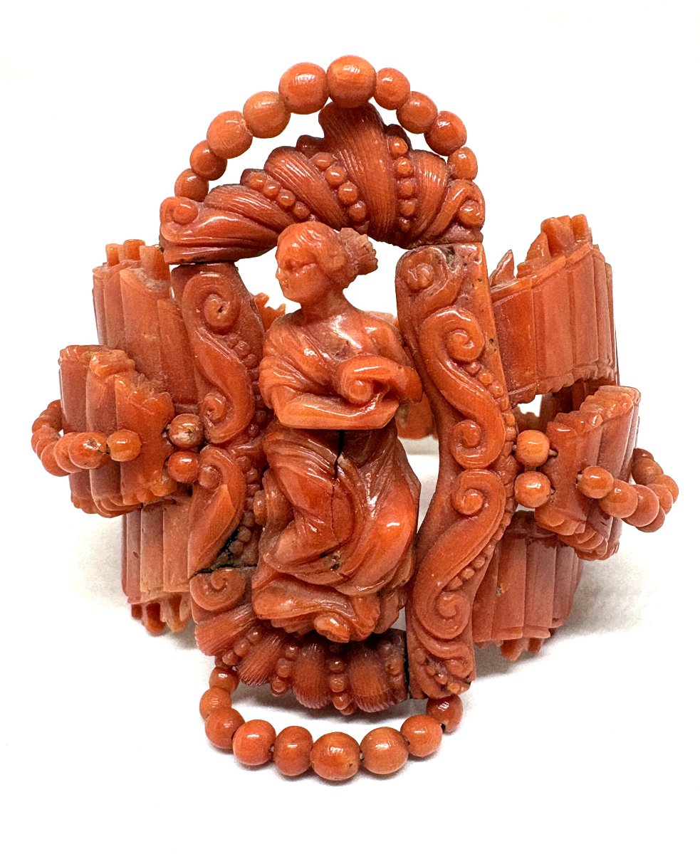 Bracelet en corail rouge de Méditerranée, XIXe siècle-photo-2