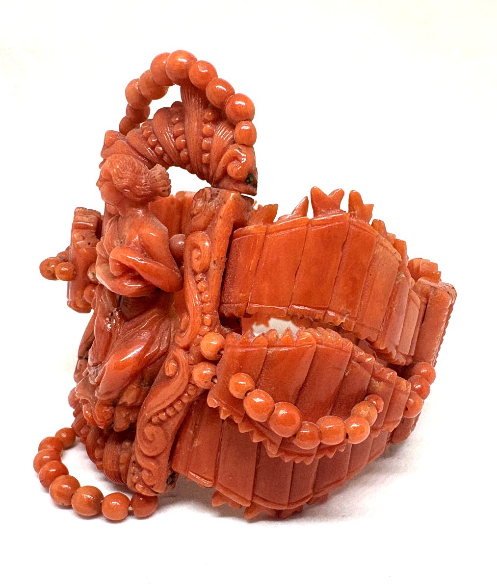 Bracelet en corail rouge de Méditerranée, XIXe siècle-photo-3