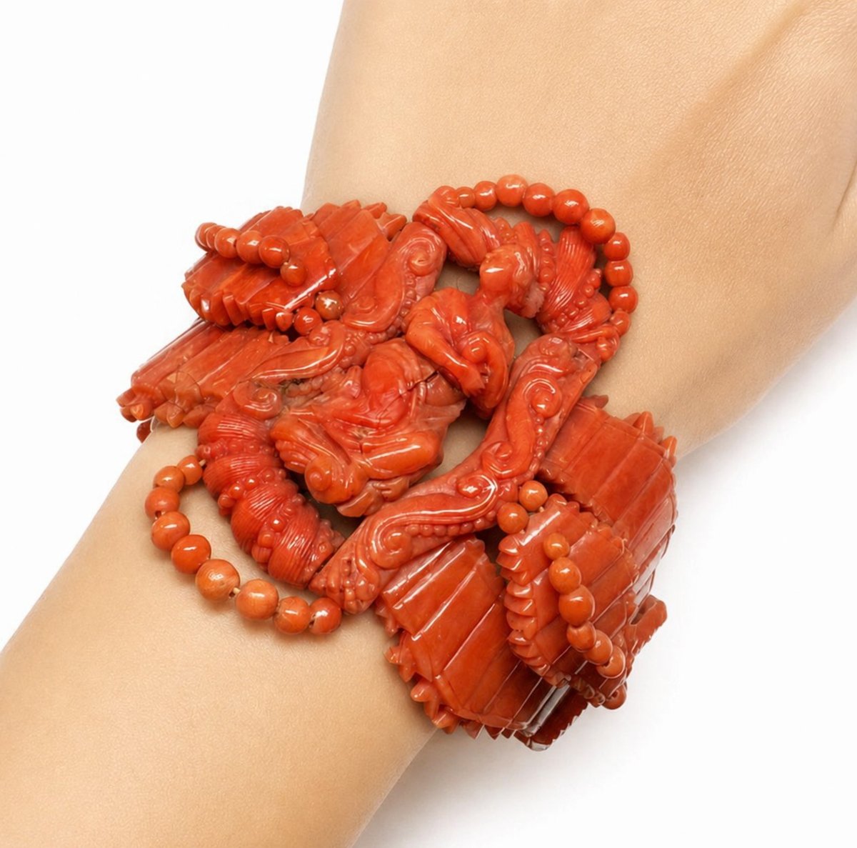 Bracelet en corail rouge de Méditerranée, XIXe siècle