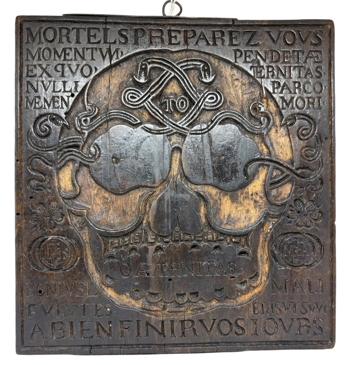 Woodcut Block “memento Mori,” France Or Flanders, Late 17th–18th Century