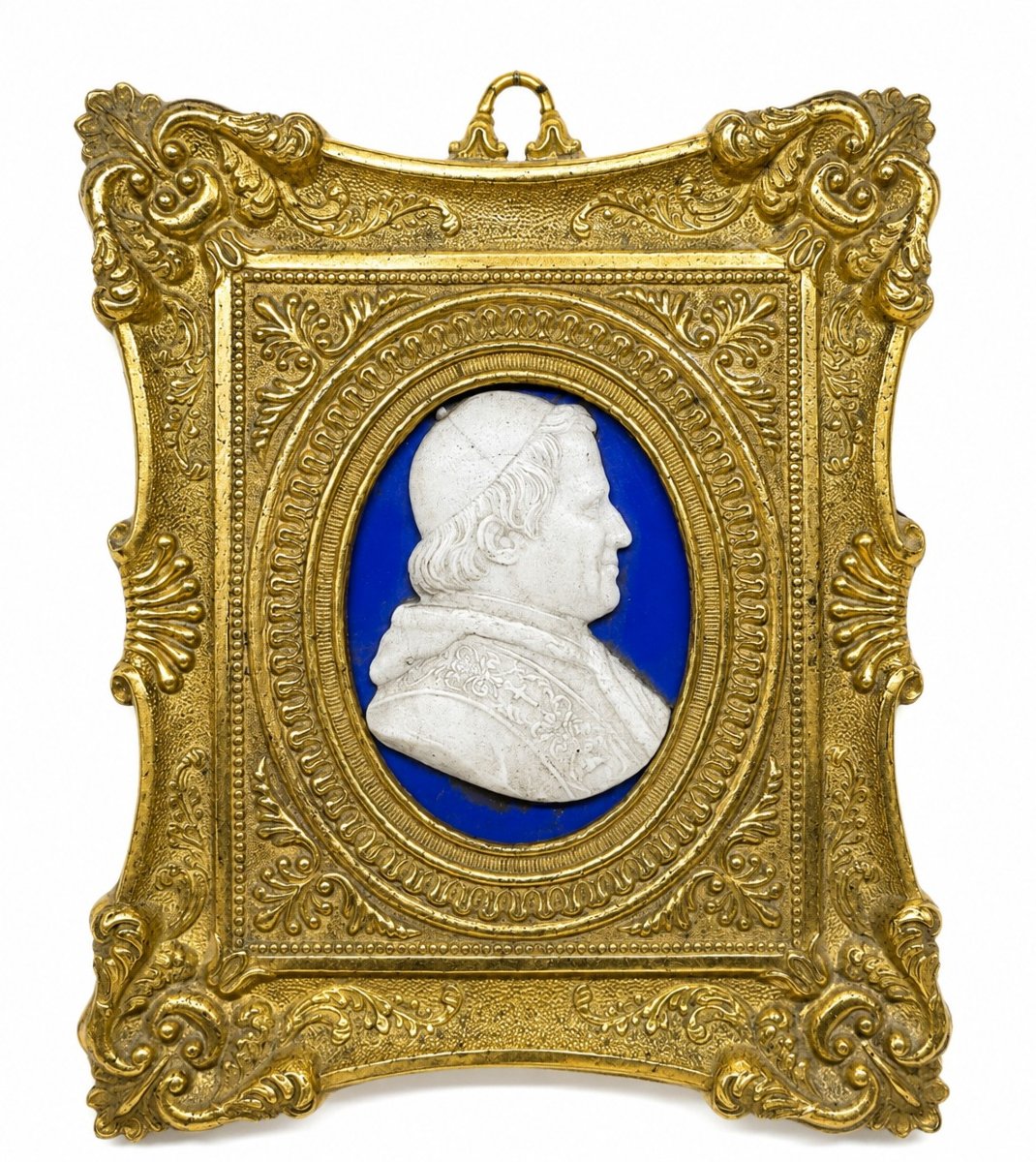 Glass Paste Bust Of Pope Pius IX In Its Frame, Italy, 19th Century-photo-2