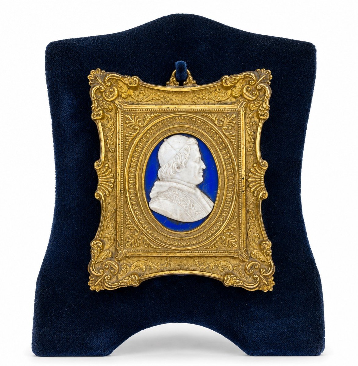 Glass Paste Bust Of Pope Pius IX In Its Frame, Italy, 19th Century