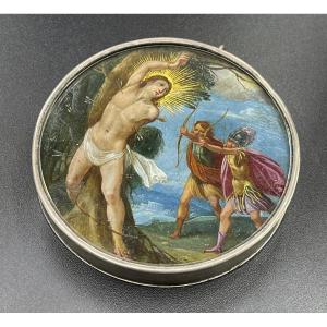 Saint Sebastian, Oil On Copper, Spain Or Sicily XVII Century