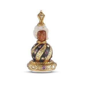 Gold, Enamel, Ruby, Pearl And Hardstone Seal Pendant, 19th Century