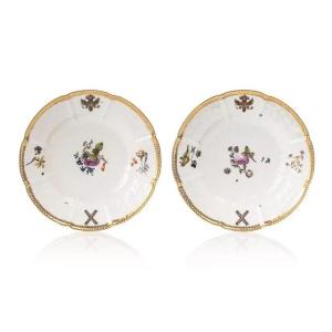 Pair Of Porcelain Plates From The Service Of The Order Of Saint Andrew, Meissen Circa 1745