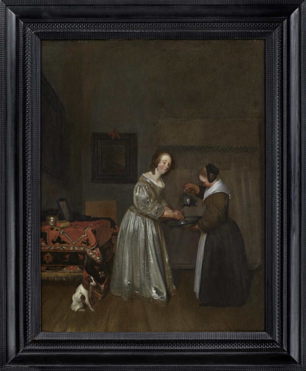 Intérieur avec une dame en gris se lavant la main – Gerard ter Borch (1617 - 1681)-photo-2