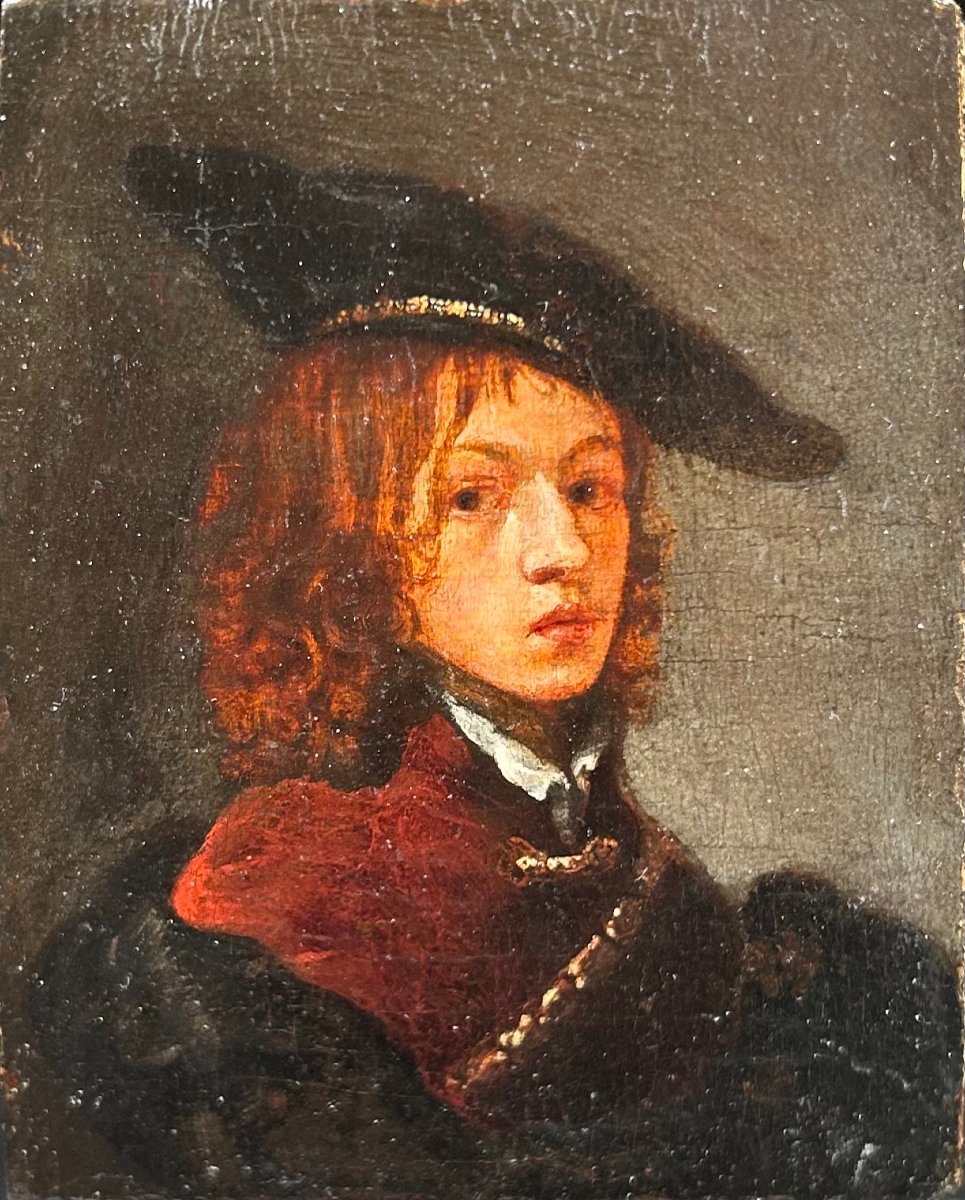 Portrait d'un jeune homme – Élève de Rembrandt-photo-2