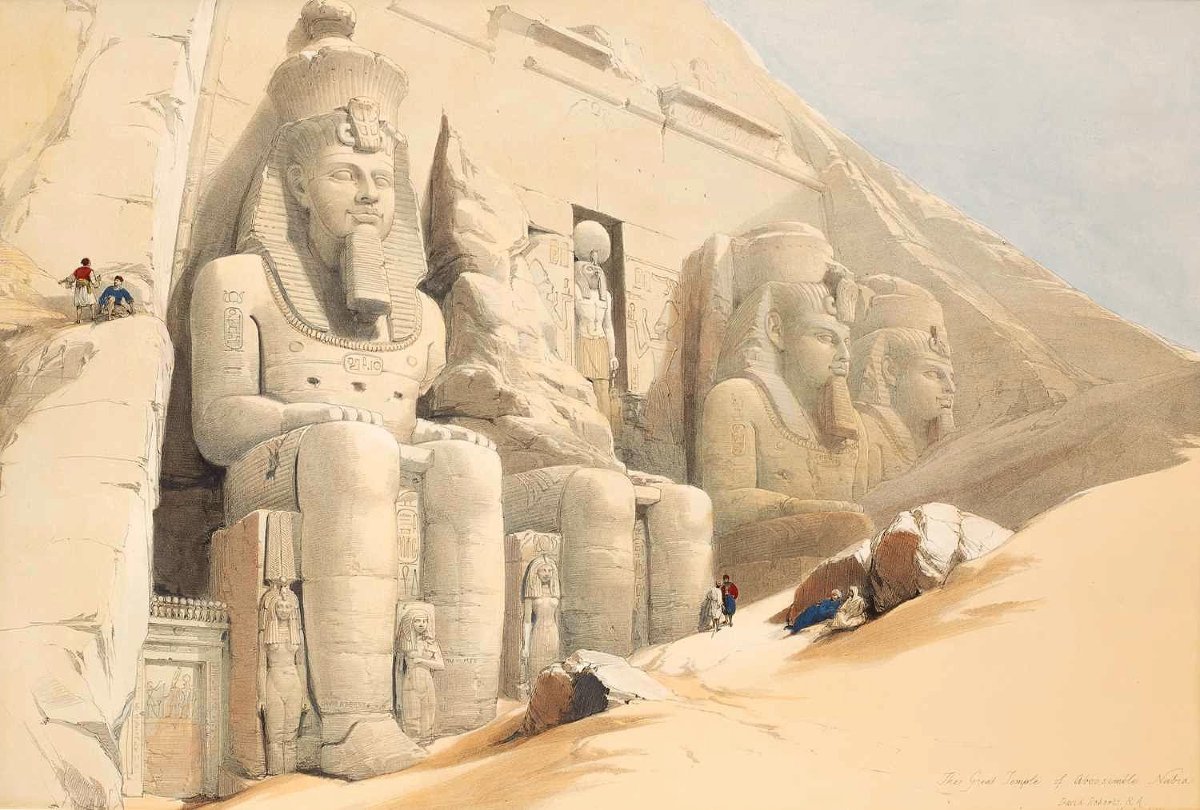 Figures colossales devant Aboo-Simbel - David Roberts (1796-1864)