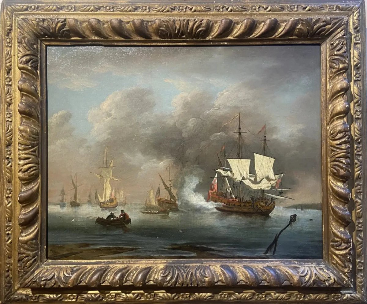 Tir de la salve d'honneur – Attribué à Peter Monamy (1681-1749)