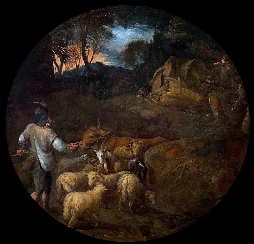 Shepherd With His Herd At Dusk - Circle Of Roelant Savery (1576-1639)-photo-2