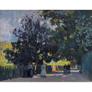 Morning Stroll, Marble Hill River Path - Alfred East (1844–1913)