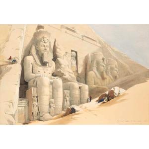 Figures colossales devant Aboo-Simbel - David Roberts (1796-1864)