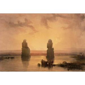 Les statues colossales de la plaine de Thèbes pendant l'inondation- David Roberts (1796 - 1864)