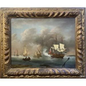 Tir de la salve d'honneur – Attribué à Peter Monamy (1681-1749)