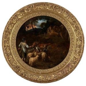 Shepherd With His Herd At Dusk - Circle Of Roelant Savery (1576-1639)