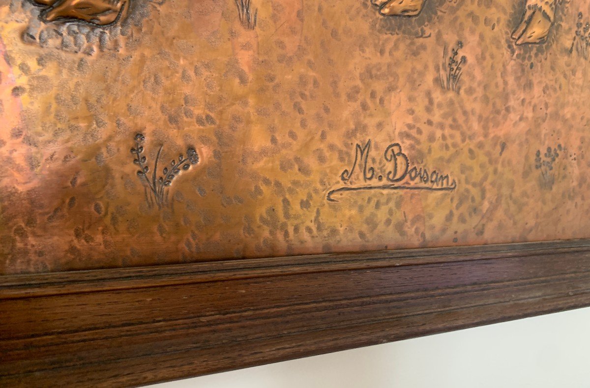 Grand Panneau Basque En Laiton Repoussé M. Boiscan-photo-4