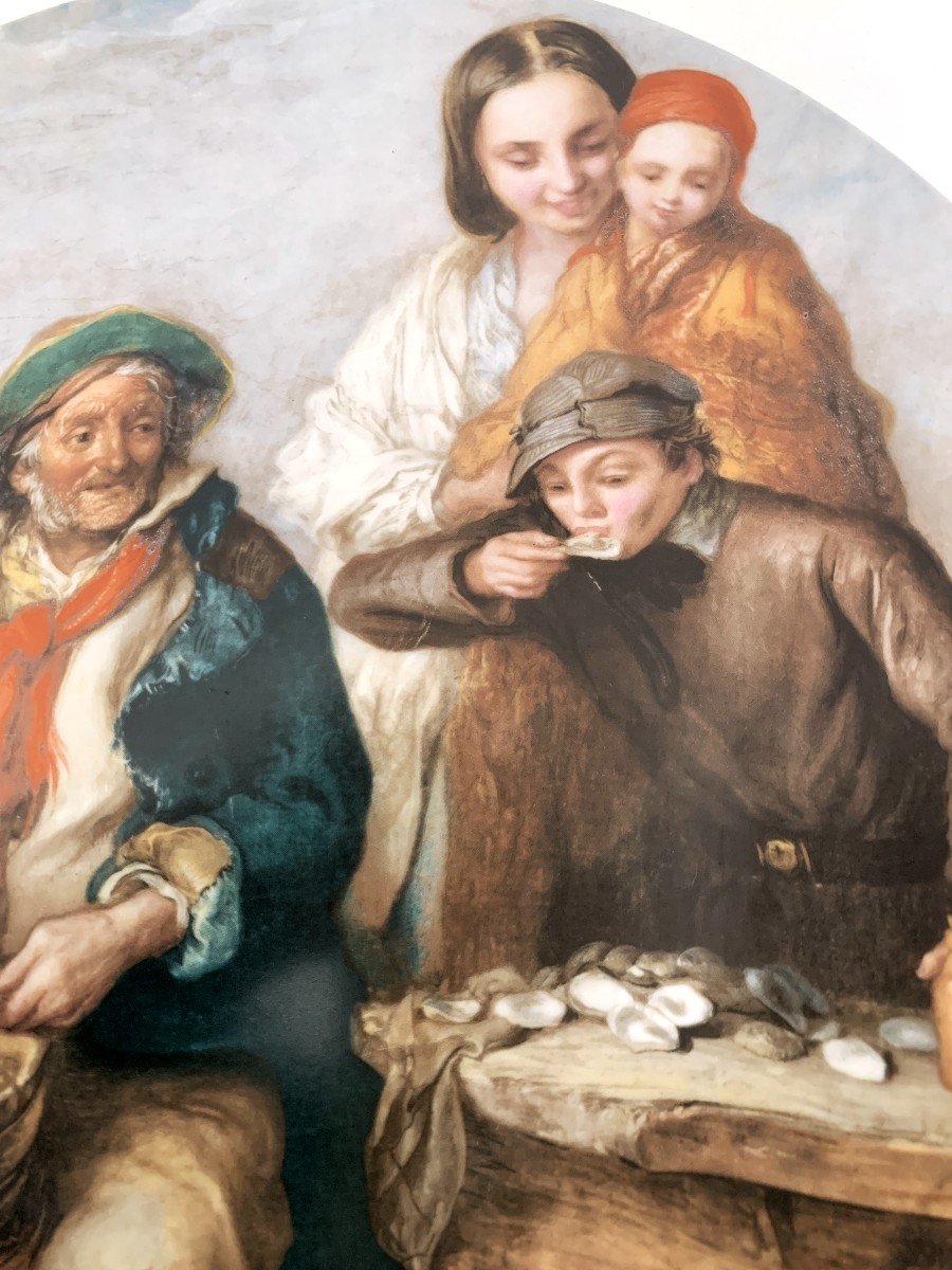 Assiette en porcelaine de Limoges " la dégustation d' Huitres "-photo-3