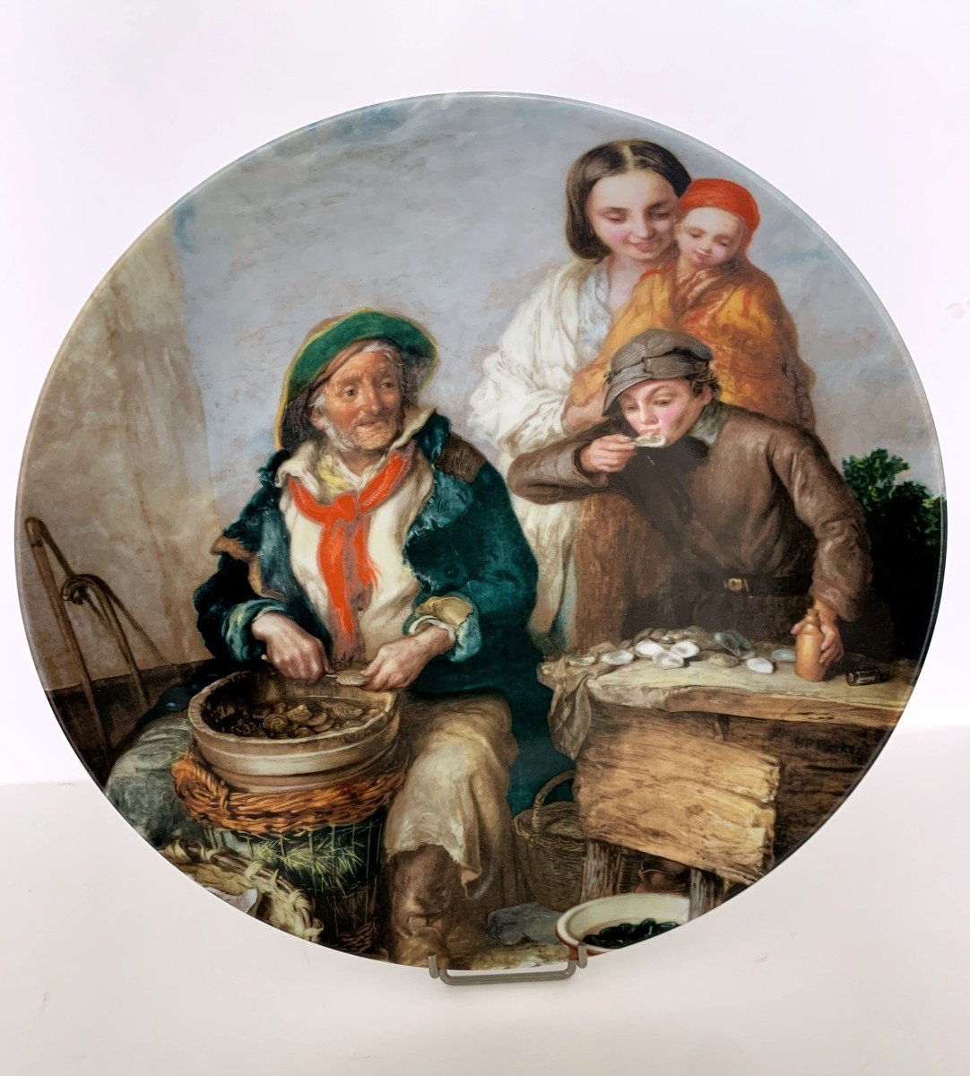 Assiette en porcelaine de Limoges " la dégustation d' Huitres "