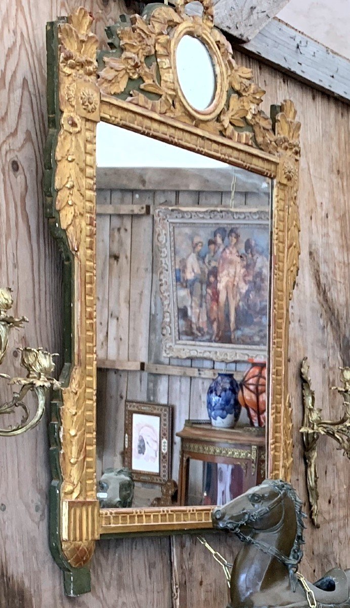 Miroir Louis XVI En Bois  Doré-photo-3
