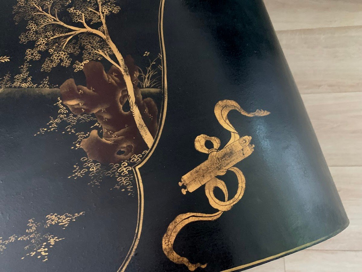Scholar's Coffee Table With Rollers In Black Lacquer And Gold China -photo-3