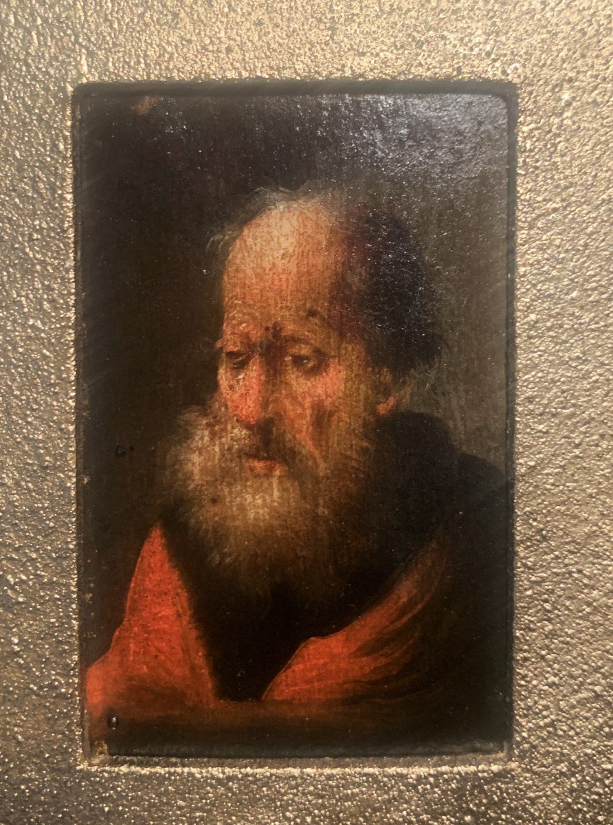 Oil On Wood Miniature Painting Of A Man-photo-4