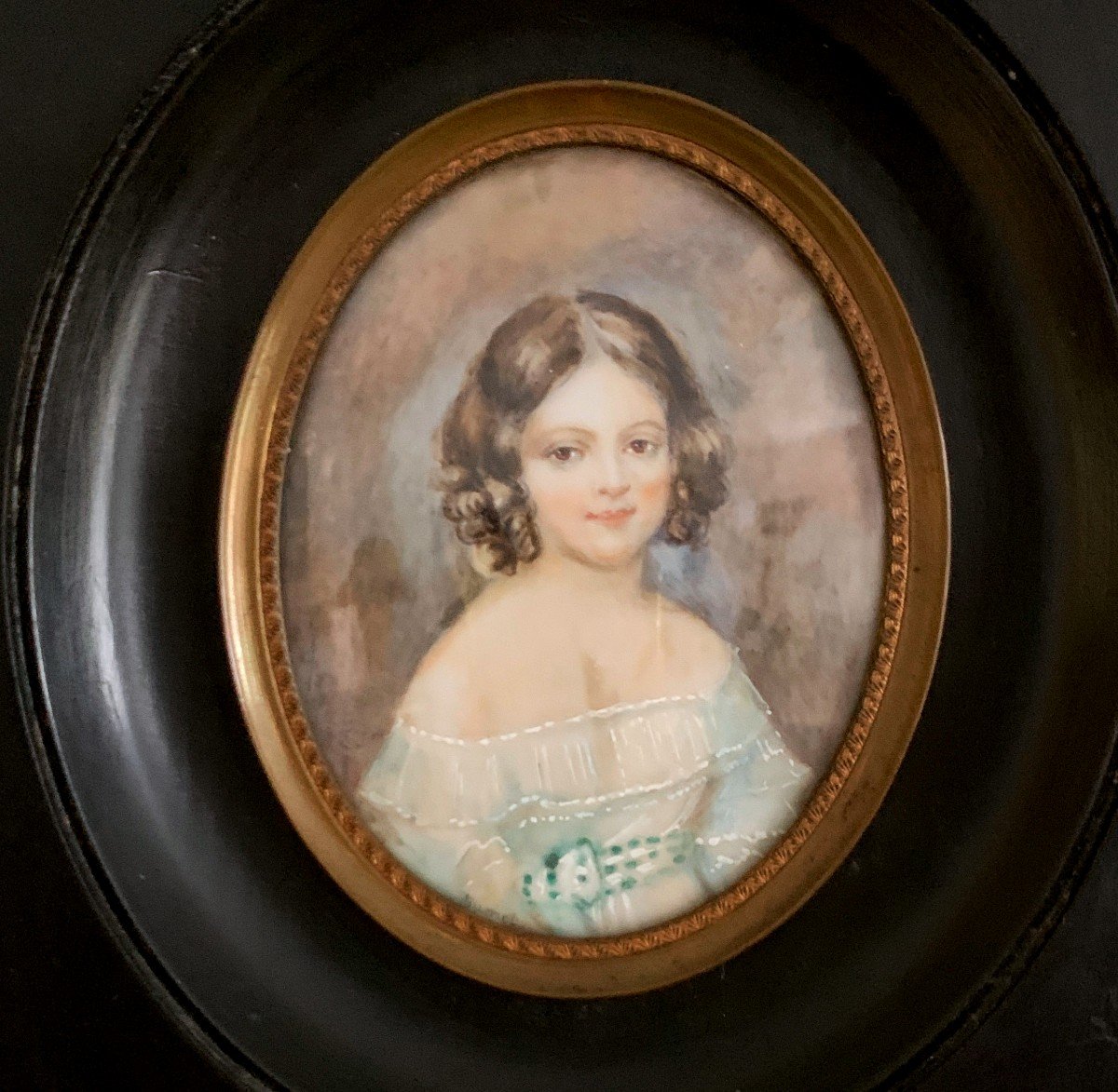 Miniature Sur Ivoire ' Jeune Fille '-photo-2