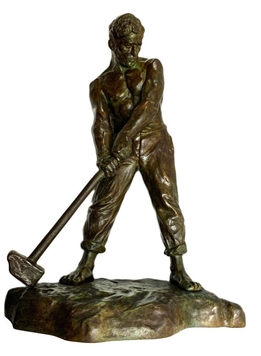 Sculpture « Le Marteleur » De Victor Joseph Ghislain Demanet (1895-1964) :-photo-4