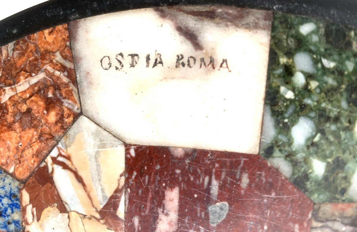 Exceptional Marble And Micro Mosaic Tray From The Grand Tour (ostia Roma)-photo-3
