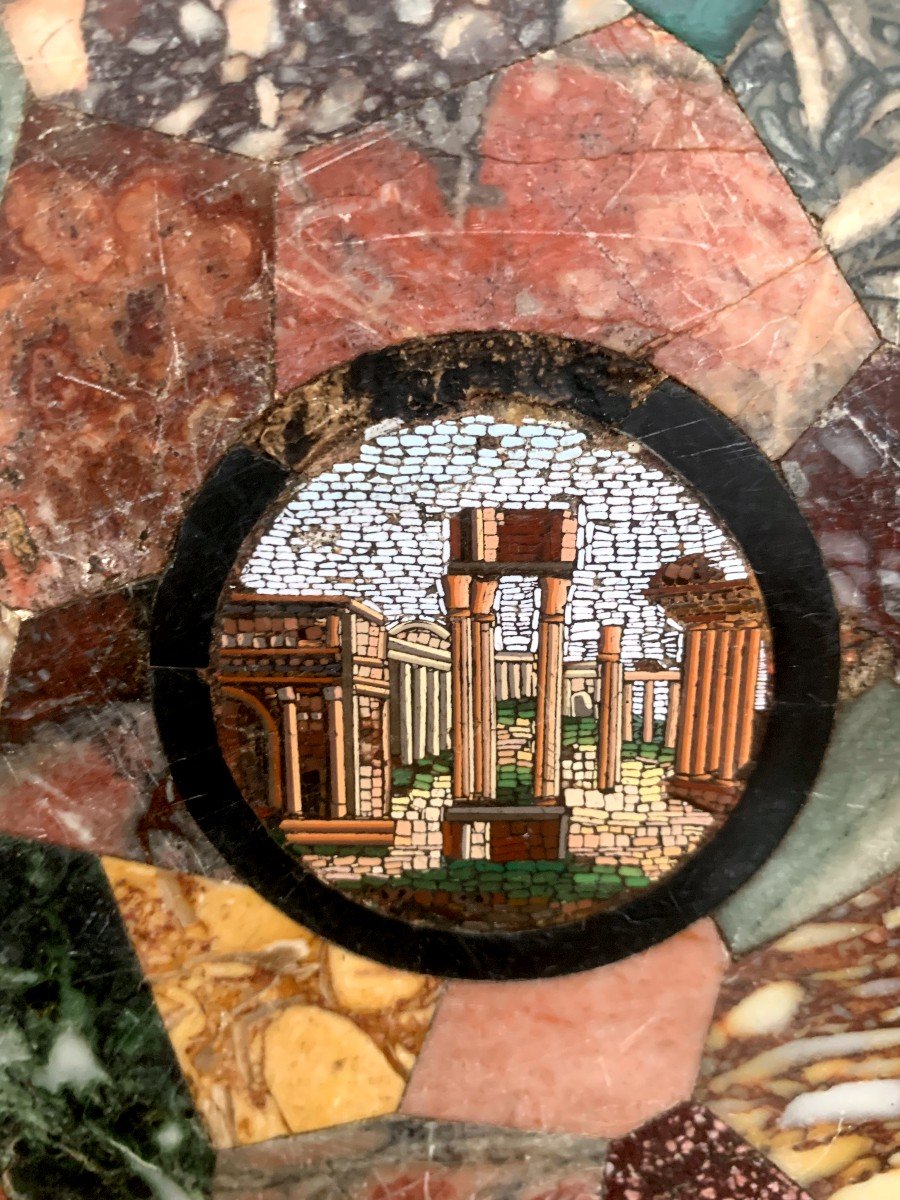 Exceptional Marble And Micro Mosaic Tray From The Grand Tour (ostia Roma)-photo-2