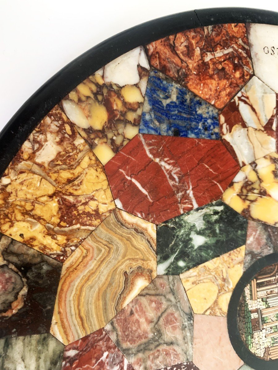 Exceptional Marble And Micro Mosaic Tray From The Grand Tour (ostia Roma)-photo-3